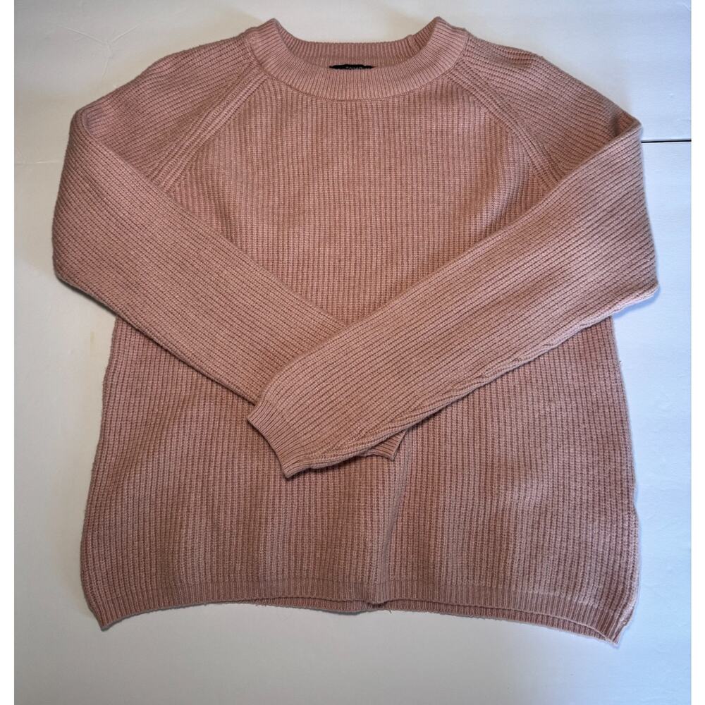 Tahari Blush Pink Ribbed Sweater Women’s Large Crew Neck Soft Knit Pullover - Picture 2 of 10